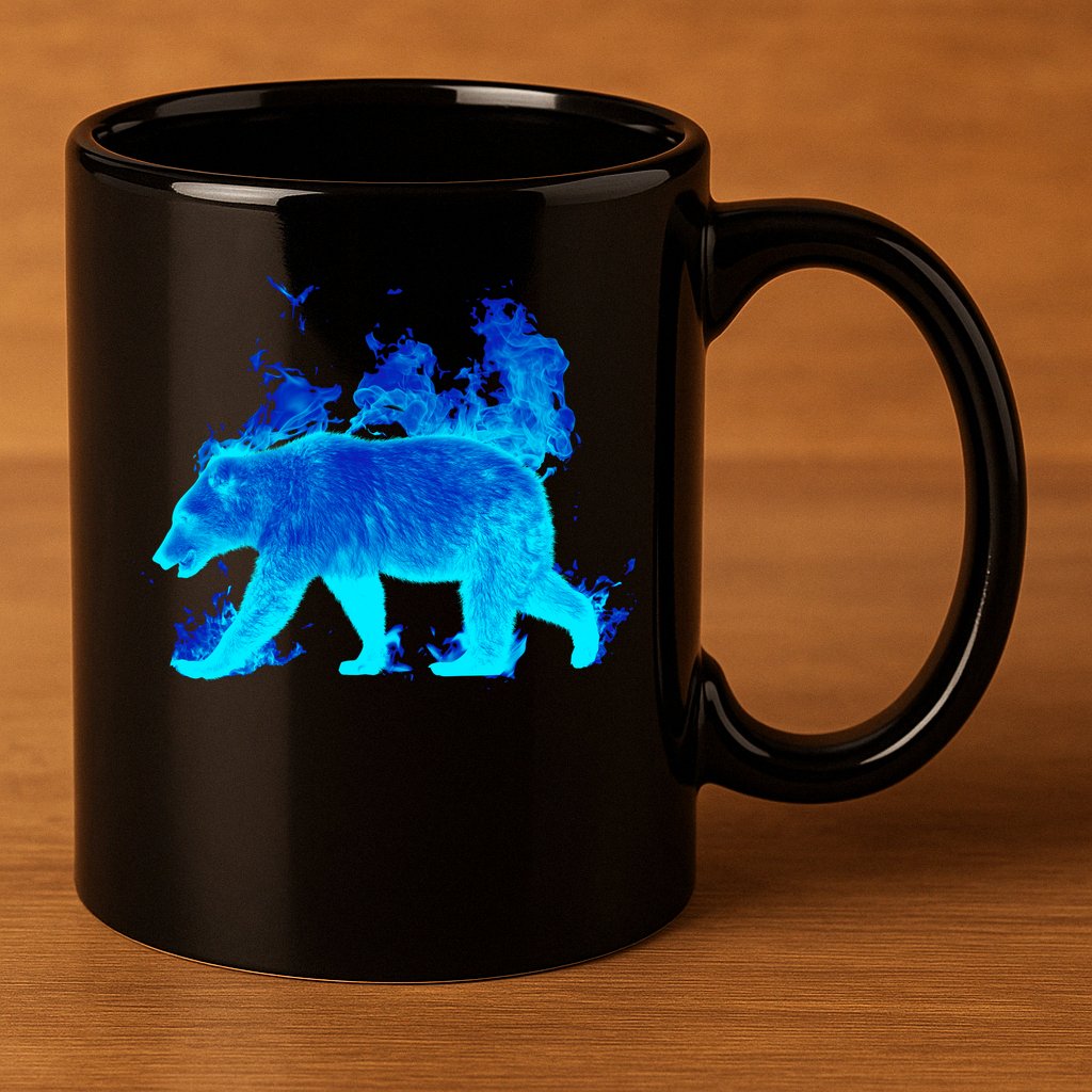 Wild Bear On Fire 11oz C Handle Ceramic Mug