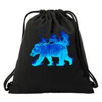 Wild Bear On Fire Drawstring Bag