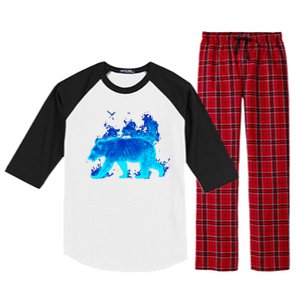 Wild Bear On Fire Raglan Sleeve Pajama Set