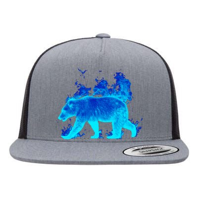 Wild Bear On Fire Flat Bill Trucker Hat