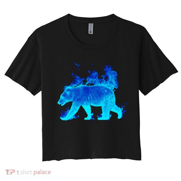 Wild Bear On Fire Crop Top