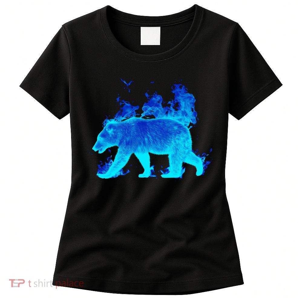 Wild Bear On Fire Womens T-Shirt