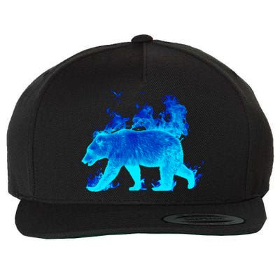 Wild Bear On Fire Wool Snapback Cap