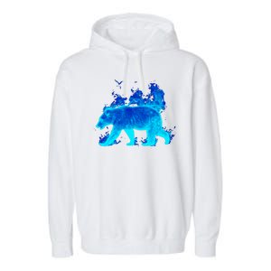 Wild Bear On Fire Garment-Dyed Fleece Hoodie