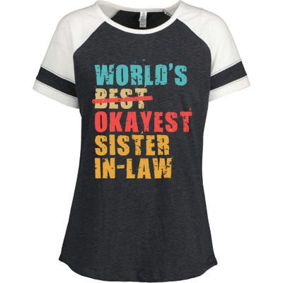 Worlds Best Okayest Sisterinlaw Acy010b Gift Enza Ladies Jersey Colorblock Tee