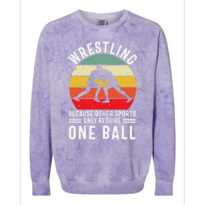 Wrestling Because Other Sports Only Require One Ball Colorblast Crewneck Sweatshirt