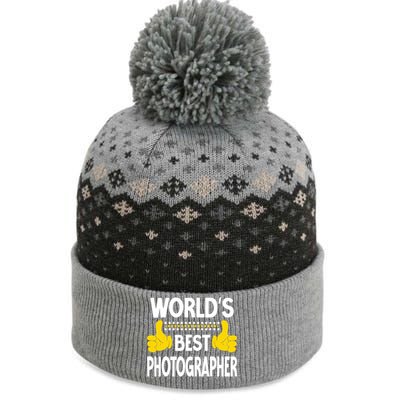 World's Best Photographer Job Title Profession Photographer Gift The Baniff Cuffed Pom Beanie