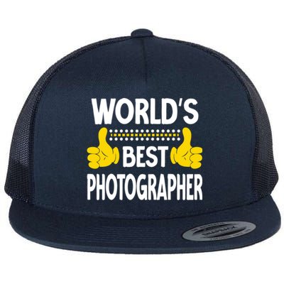 World's Best Photographer Job Title Profession Photographer Gift Flat Bill Trucker Hat