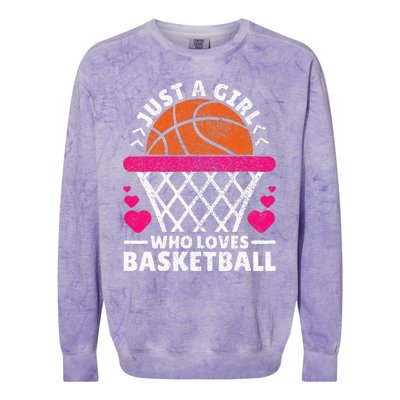 Women Basketball Player Just A Girl Who Loves Basketball Colorblast Crewneck Sweatshirt