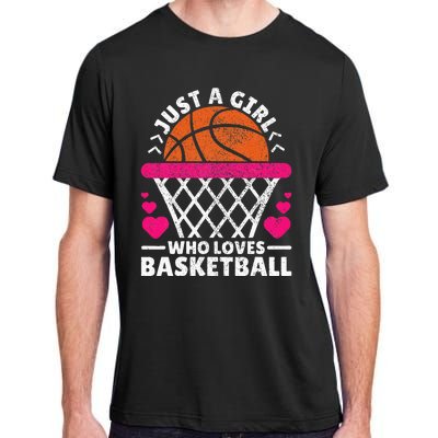 Women Basketball Player Just A Girl Who Loves Basketball Adult ChromaSoft Performance T-Shirt