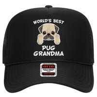 World's Best Pug Grandma Dog Granddog High Crown Mesh Back Trucker Hat