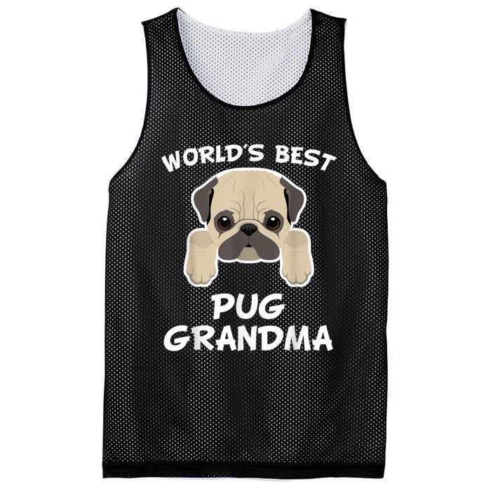 World's Best Pug Grandma Dog Granddog Mesh Reversible Basketball Jersey Tank