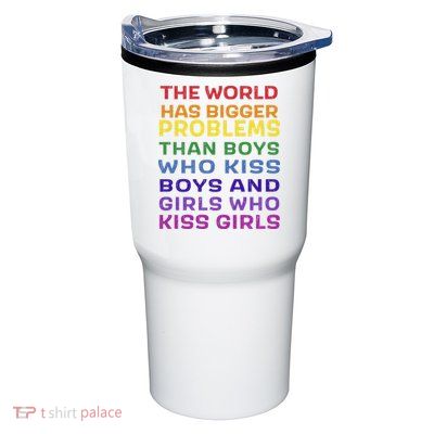World Bigger Problems Boys Girls Kiss In Rainbow Flag Pride Tumbler
