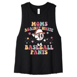 White Baseball Pants Funny Baseball Mama Baseball Mom Women's Racerback Cropped Tank