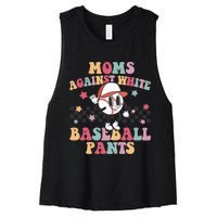 White Baseball Pants Funny Baseball Mama Baseball Mom Women's Racerback Cropped Tank