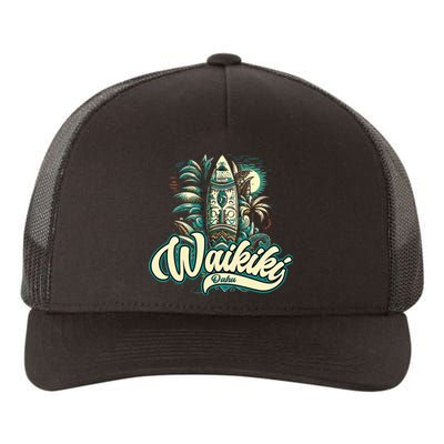 Waikiki Beach Polynesian Hawaii Surf Design Yupoong Adult 5-Panel Trucker Hat