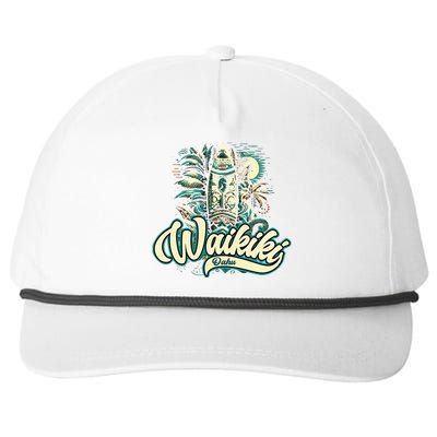 Waikiki Beach Polynesian Hawaii Surf Design Snapback Five-Panel Rope Hat