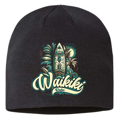 Waikiki Beach Polynesian Hawaii Surf Design Sustainable Beanie