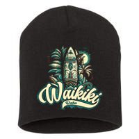 Waikiki Beach Polynesian Hawaii Surf Design Short Acrylic Beanie