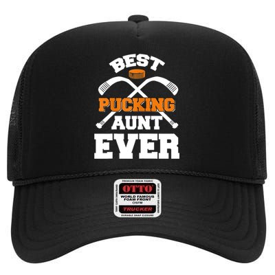 Womens Best Pucking Aunt Ever Hockey Sports Lover TShirt High Crown Mesh Back Trucker Hat