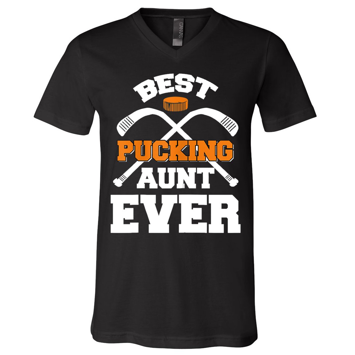 Womens Best Pucking Aunt Ever Hockey Sports Lover TShirt V-Neck T-Shirt