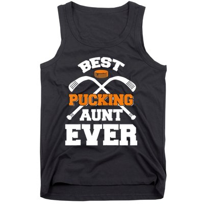 Womens Best Pucking Aunt Ever Hockey Sports Lover TShirt Tank Top