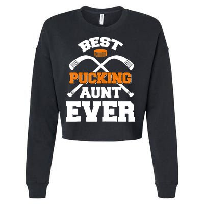 Womens Best Pucking Aunt Ever Hockey Sports Lover TShirt Cropped Pullover Crew