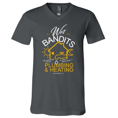 Wet Bandits Plumbing & Heating Chicago V-Neck T-Shirt