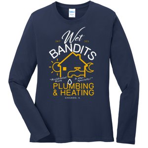 Wet Bandits Plumbing & Heating Chicago Ladies Long Sleeve Shirt