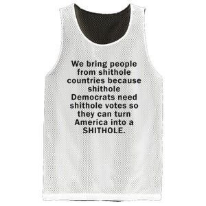 We Bring People From Shithole Countries Because Shithole Democrats Mesh Reversible Basketball Jersey Tank