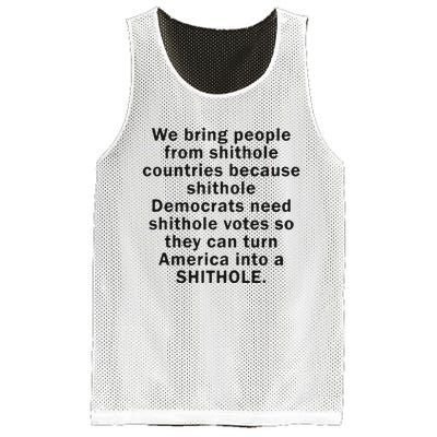 We Bring People From Shithole Countries Because Shithole Democrats Mesh Reversible Basketball Jersey Tank