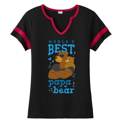 World's Best Papa Bear Ladies Halftime Notch Neck Tee