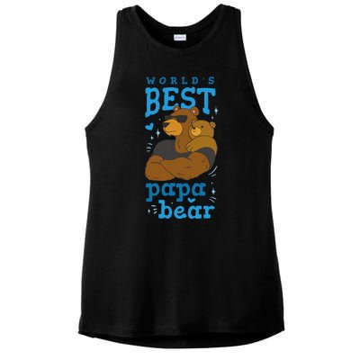 World's Best Papa Bear Ladies PosiCharge Tri-Blend Wicking Tank