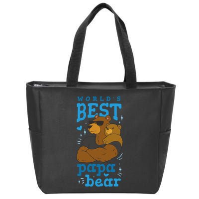 World's Best Papa Bear Zip Tote Bag