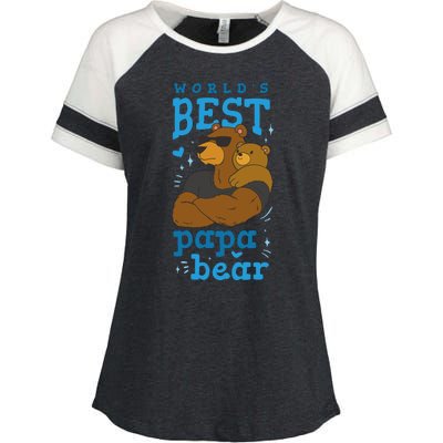 World's Best Papa Bear Enza Ladies Jersey Colorblock Tee