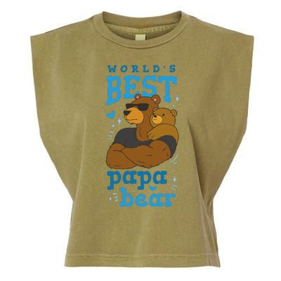 World's Best Papa Bear Garment-Dyed Women's Muscle Tee