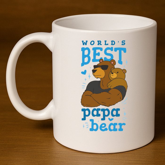 World's Best Papa Bear 11oz C Handle Ceramic Mug
