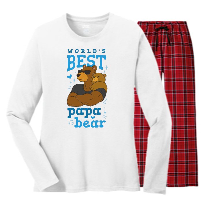 World's Best Papa Bear Women's Long Sleeve Flannel Pajama Set 