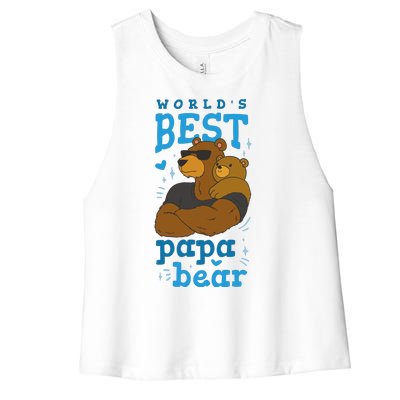 World's Best Papa Bear Women's Racerback Cropped Tank