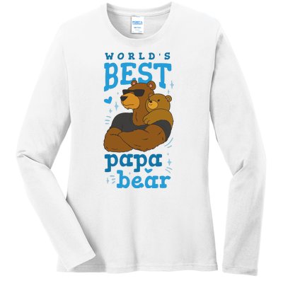 World's Best Papa Bear Ladies Long Sleeve Shirt