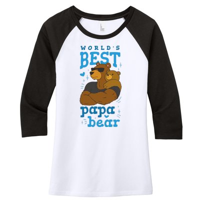 World's Best Papa Bear Women's Tri-Blend 3/4-Sleeve Raglan Shirt