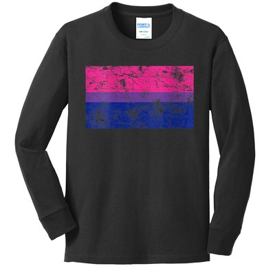 Womens Bisexual Pride Flag Vintage Bisexual Bi Flag Kids Long Sleeve Shirt