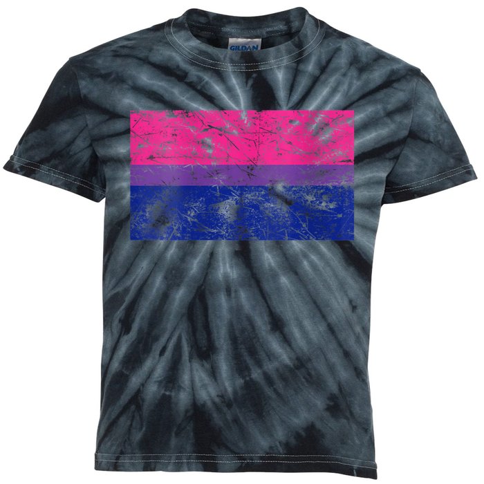 Womens Bisexual Pride Flag Vintage Bisexual Bi Flag Kids Tie-Dye T-Shirt