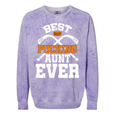 Womens Best Pucking Aunt Ever Hockey Sports Lover Colorblast Crewneck Sweatshirt