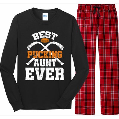 Womens Best Pucking Aunt Ever Hockey Sports Lover Long Sleeve Pajama Set