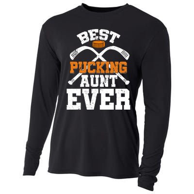 Womens Best Pucking Aunt Ever Hockey Sports Lover Cooling Performance Long Sleeve Crew