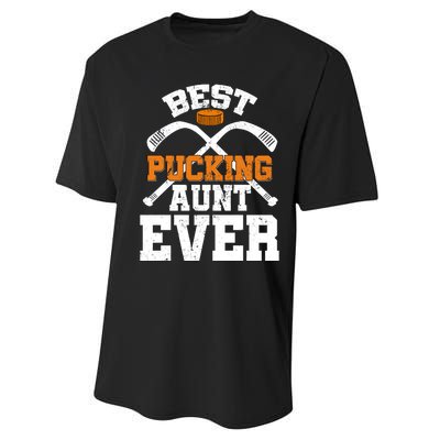 Womens Best Pucking Aunt Ever Hockey Sports Lover Performance Sprint T-Shirt