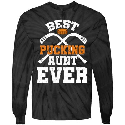 Womens Best Pucking Aunt Ever Hockey Sports Lover Tie-Dye Long Sleeve Shirt