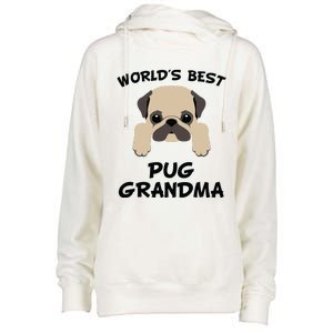 Worlds Best Pug Grandma Dog Granddog Womens Funnel Neck Pullover Hood