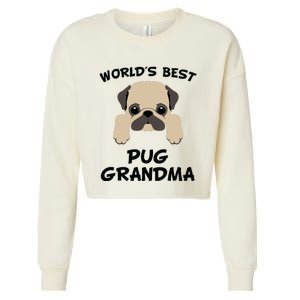 Worlds Best Pug Grandma Dog Granddog Cropped Pullover Crew